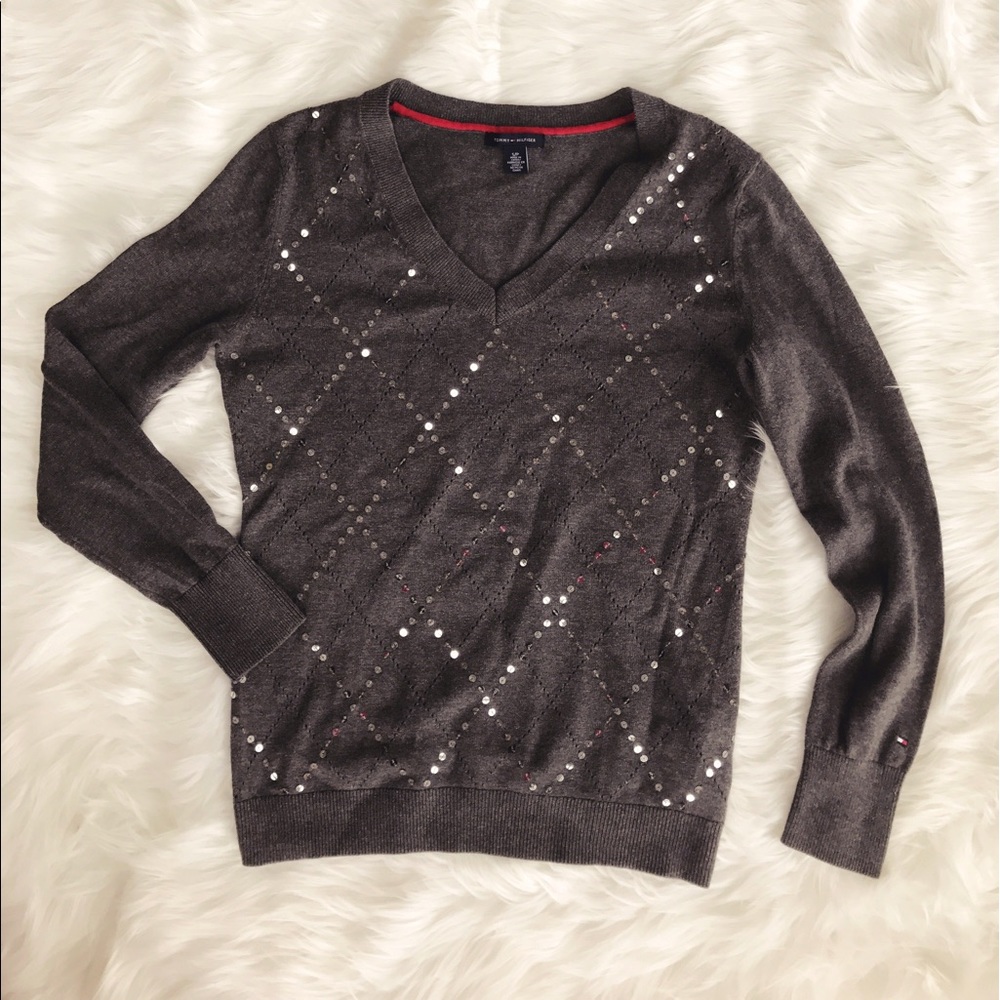• Tommy Hilfiger • Sequin V-Neck Sweater